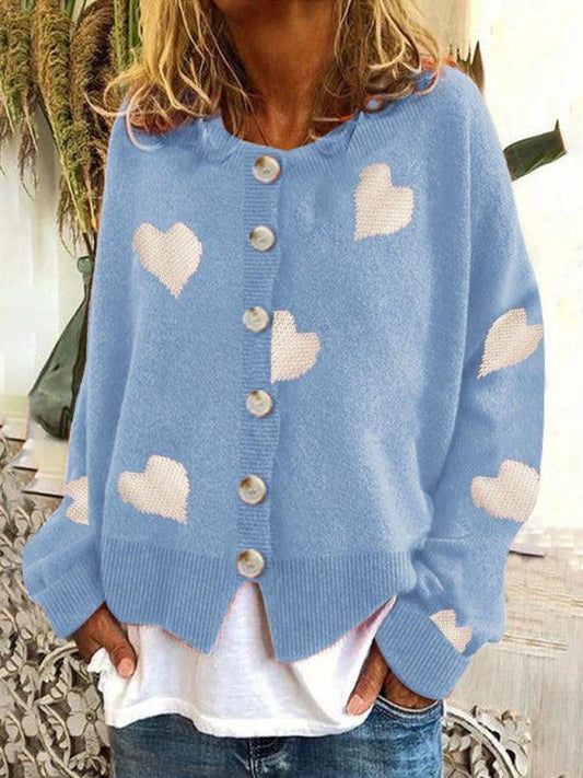 Women's knitted sweater single breasted love sweater cardigan