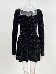 Women's sexy mini dress sequined long-sleeved - 808Lush