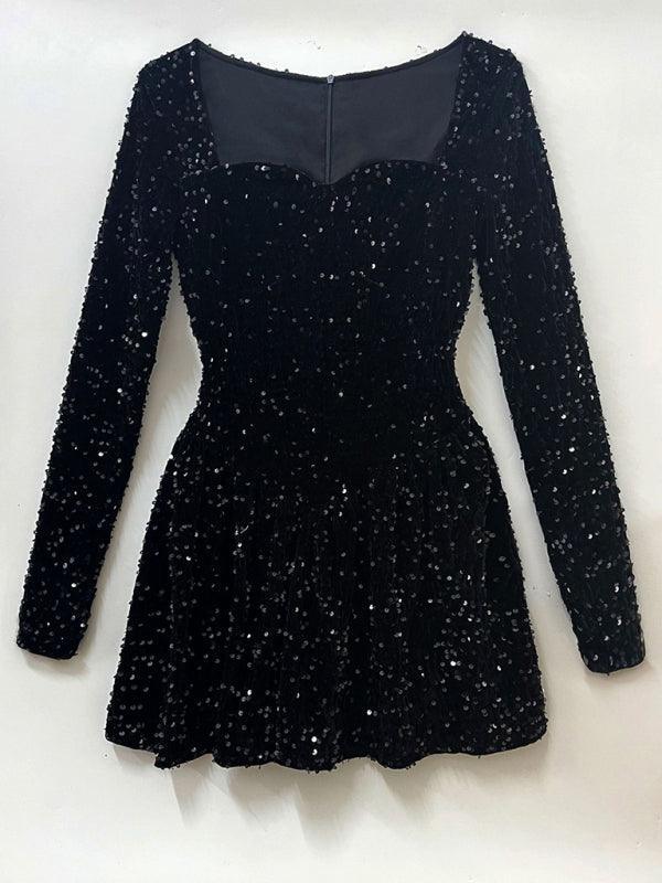 Women's sexy mini dress sequined long-sleeved - 808Lush