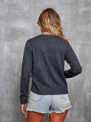 Women's casual collarless long-sleeved cardigan top