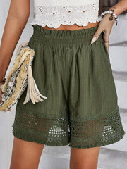 women's lace patchwork wide leg shorts - 808Lush