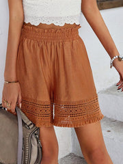 women's lace patchwork wide leg shorts - 808Lush