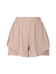 Women's high waist solid color layered fashion shorts - 808Lush