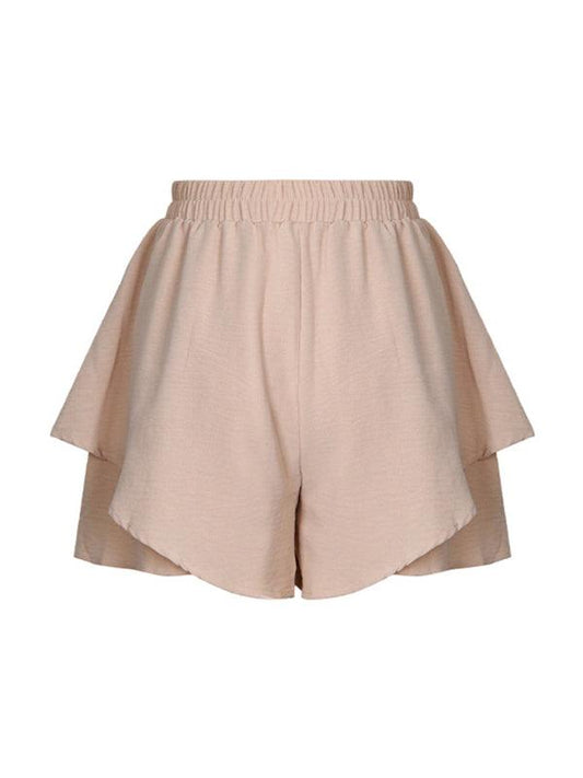 Women's high waist solid color layered fashion shorts - 808Lush