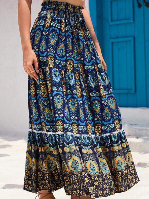 Women's Bohemian Hollow Printed Patchwork Skirt - 808Lush