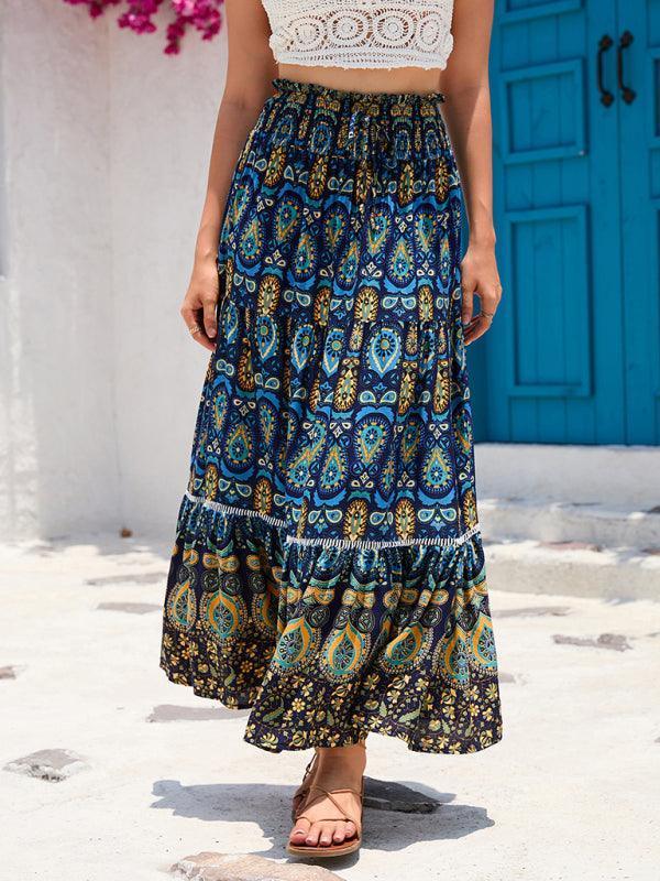 Women's Bohemian Hollow Printed Patchwork Skirt - 808Lush