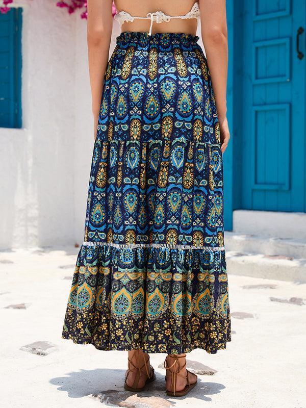 Women's Bohemian Hollow Printed Patchwork Skirt - 808Lush