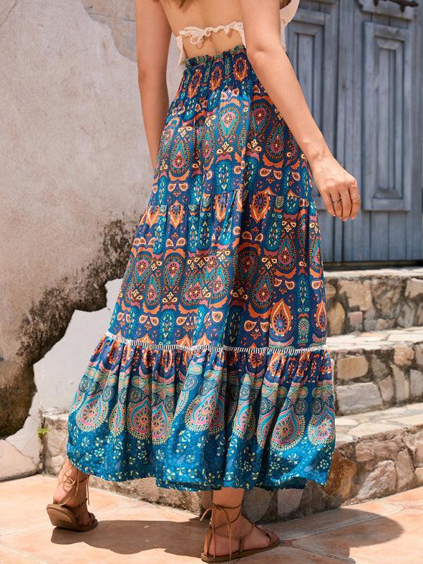 Women's Bohemian Hollow Printed Patchwork Skirt - 808Lush