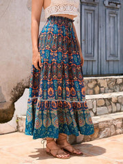 Women's Bohemian Hollow Printed Patchwork Skirt - 808Lush