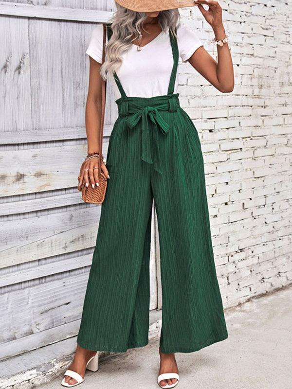 Women's Adjustable Solid Color Wide Leg Overalls - 808Lush