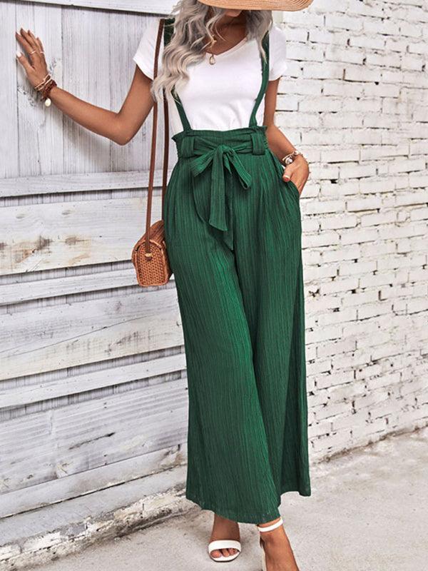 Women's Adjustable Solid Color Wide Leg Overalls - 808Lush