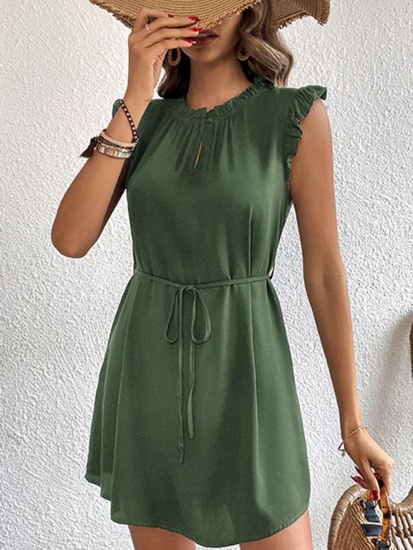 Women's Feifei Sleeve Solid Color Short Dress - 808Lush