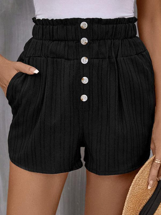Women's Casual Versatile Pocket High Waist Button Pleated Shorts - 808Lush