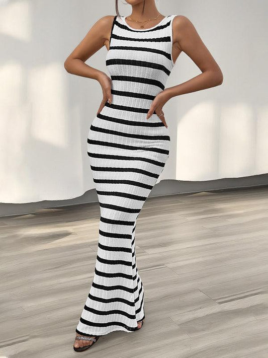 slim striped sleeveless dress - 808Lush