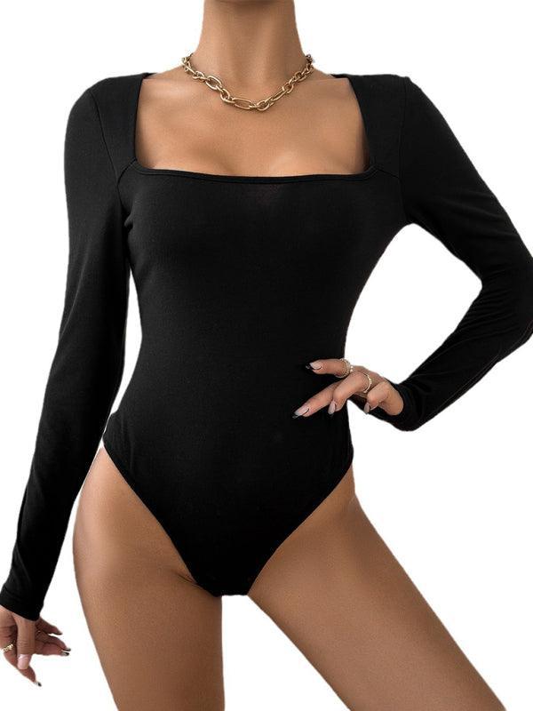 Women's slim long sleeve one-piece bodysuits - 808Lush