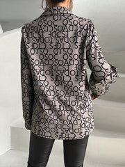 Women's printed lapel long-sleeved shirt - 808Lush