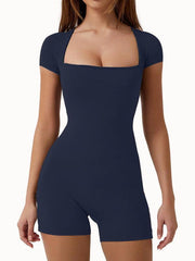 yoga tight-fitting shoulder sleeve sports jumpsuit shorts - 808Lush