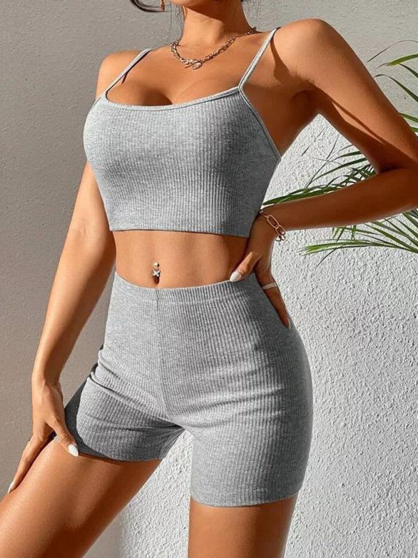 Sexy suspender shorts fashion suit yoga sports suit - 808Lush