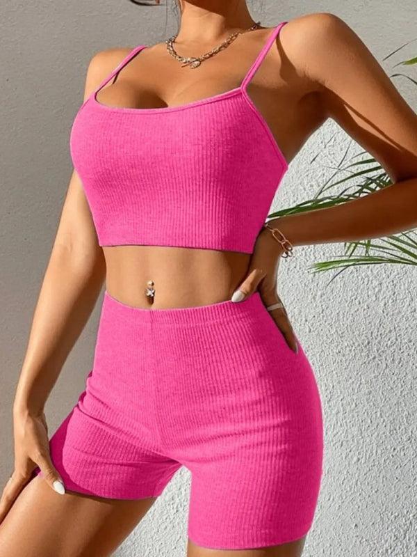 Sexy suspender shorts fashion suit yoga sports suit - 808Lush