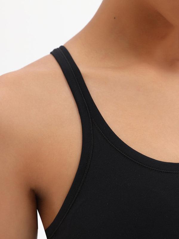 Yoga top chest pads antibacterial nude sports bra all-in-one beautiful back bra - 808Lush