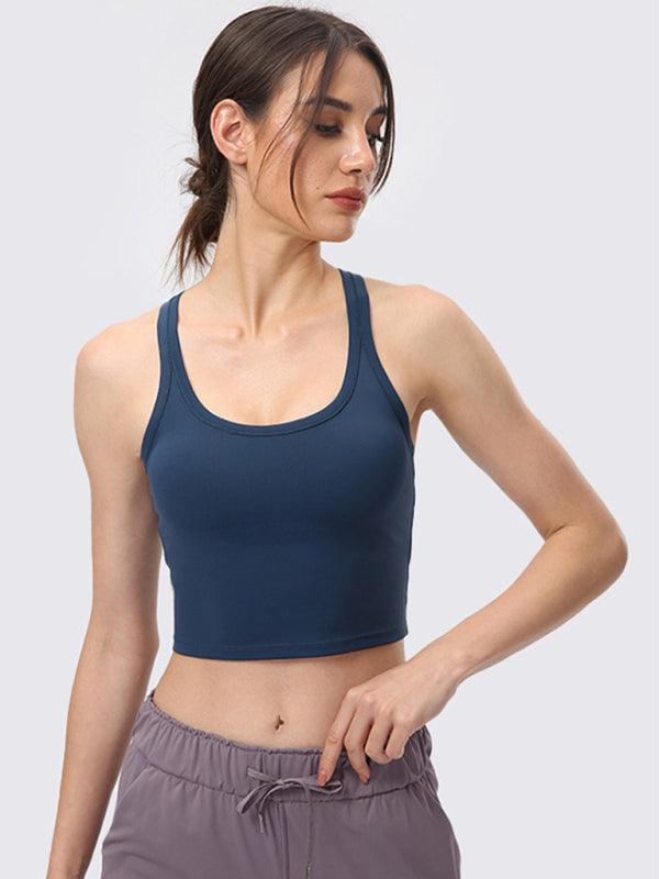 Yoga top chest pads antibacterial nude sports bra all-in-one beautiful back bra - 808Lush