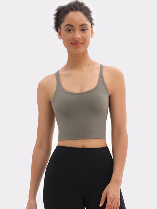 Yoga top chest pads antibacterial nude sports bra all-in-one beautiful back bra - 808Lush