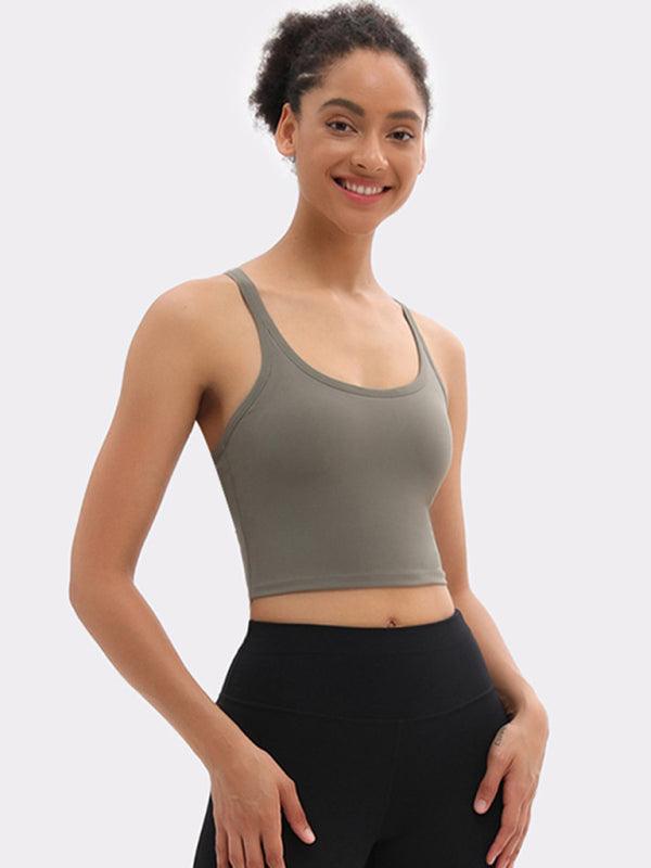 Yoga top chest pads antibacterial nude sports bra all-in-one beautiful back bra - 808Lush