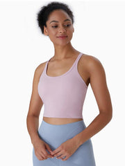 Yoga top chest pads antibacterial nude sports bra all-in-one beautiful back bra - 808Lush