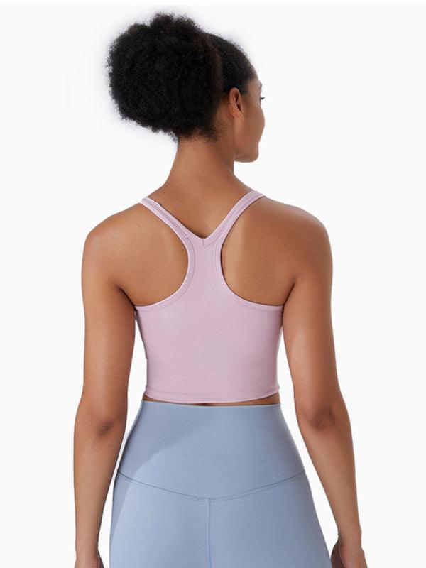 Yoga top chest pads antibacterial nude sports bra all-in-one beautiful back bra - 808Lush