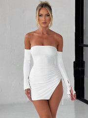 Mini dress fashionable and sexy off-shoulder - 808Lush