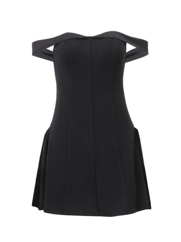 Women's sexy one-shoulder zipper mini dress - 808Lush