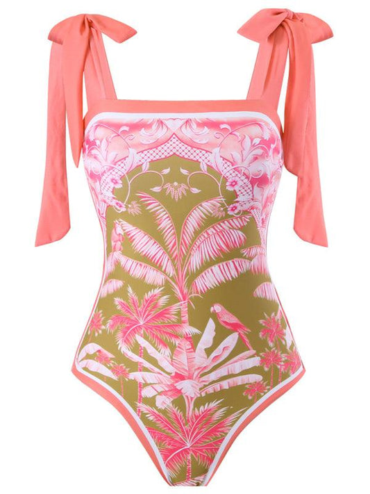 sexy coconut print strappy one-piece swimsuit - 808Lush