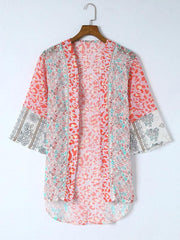 floral print chiffon shirt casual buttonless cardigan top