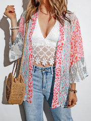 floral print chiffon shirt casual buttonless cardigan top