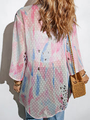 floral print chiffon shirt casual buttonless cardigan top