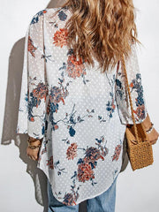 floral print chiffon shirt casual buttonless cardigan top