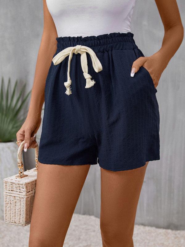 casual elastic waist tie shorts - 808Lush