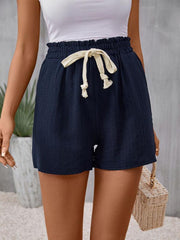 casual elastic waist tie shorts - 808Lush