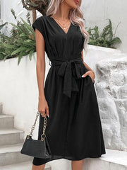 strappy v-neck black dress