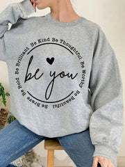 love letter printed round neck long sleeve sweatshirt