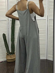 women's suspender jumpsuit wide leg pants - 808Lush