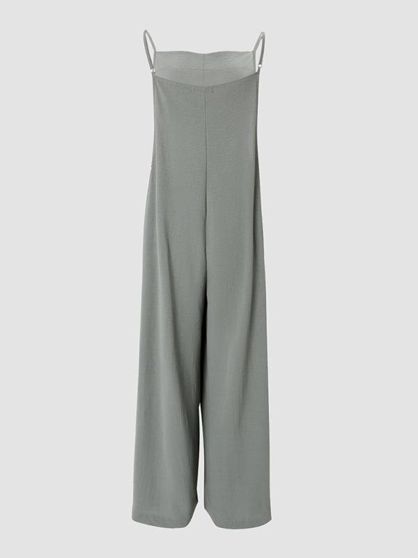 women's suspender jumpsuit wide leg pants - 808Lush