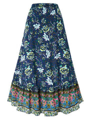 casual bohemian printed waist drawstring skirt - 808Lush