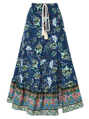 casual bohemian printed waist drawstring skirt - 808Lush