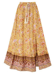 casual bohemian printed waist drawstring skirt - 808Lush