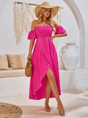 casual holiday irregular hem solid color wrap dress - 808Lush