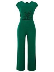 casual round neck short sleeve knitted women's jumpsuit - 808Lush