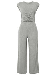 casual round neck short sleeve knitted women's jumpsuit - 808Lush