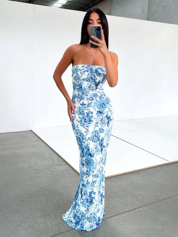 Sexy tube top long dress slit cocktail dress backless long dress - 808Lush