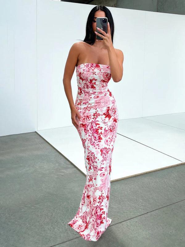 Sexy tube top long dress slit cocktail dress backless long dress - 808Lush